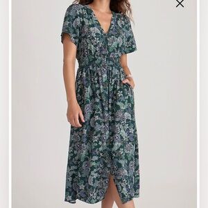 Marine Layer Annika Floral Print Midi Dress Size S